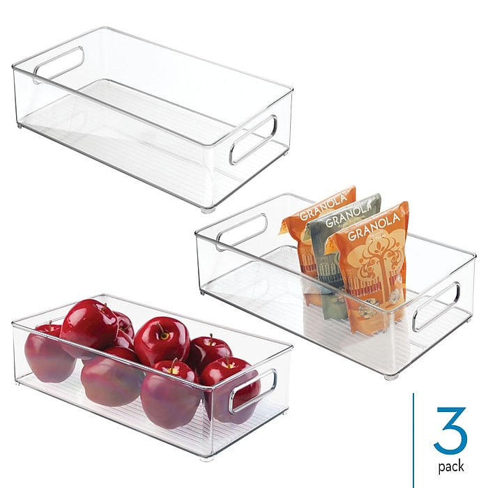 iDESIGN Medium Stackable Plastic Storage Bin, Clear, 3/Pack