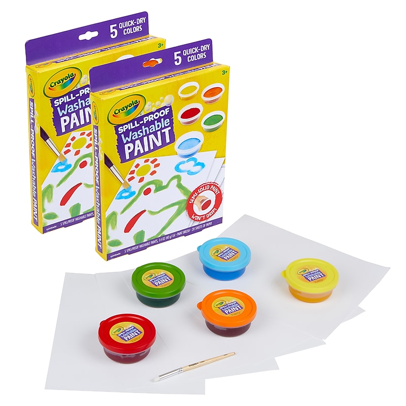 Crayola Spill-Proof Washable Paint Kit, Assorted Colors, 2 Kits/Bundle (BIN541092-2) image 1