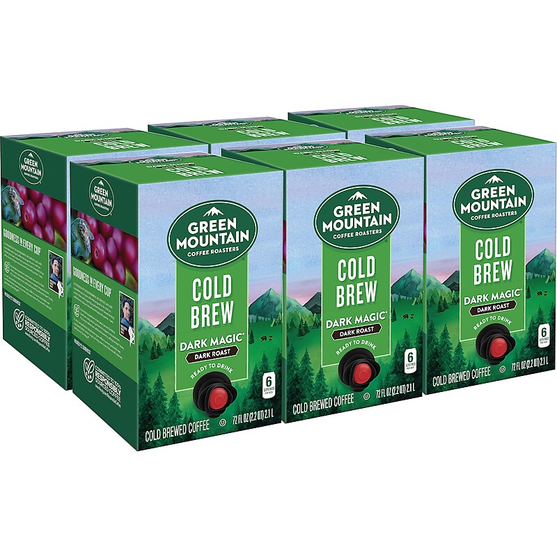 Green Mountain Coffee Roasters Dark Magic Cold Brew Coffee Packet, Dark Roast, 72 fl.oz., 6/Carton (5000376411) image 1