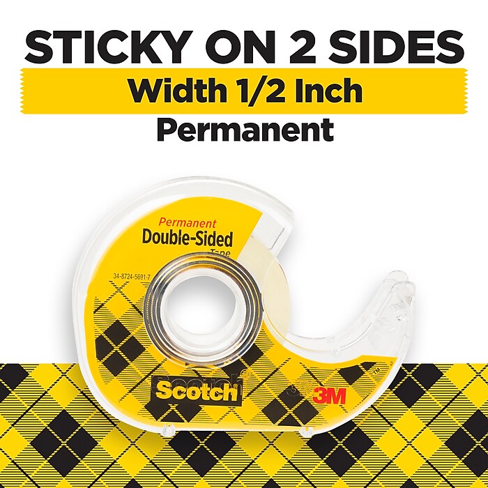 Scotch Permanent Double Sided Tape With Dispenser, 0.5
