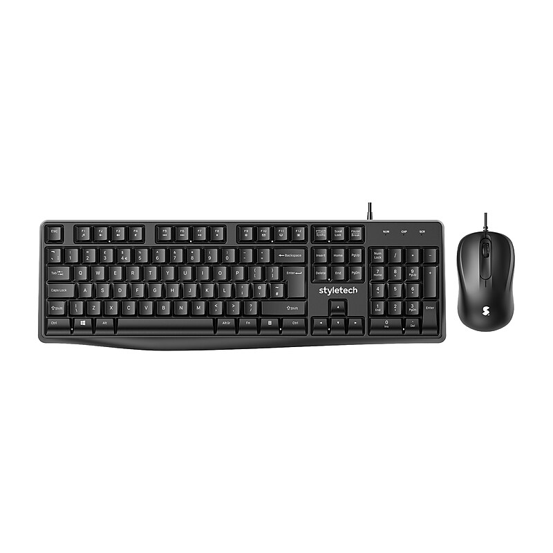 Styletech Wired Ergonomic Keyboard and Mouse Combo, Black (STY-MK100-US) image 1