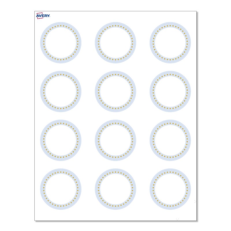 Avery Blue Border w/ Gold Dots Matte Blank Card, White, 120/Pack (S00-D2H) image 1