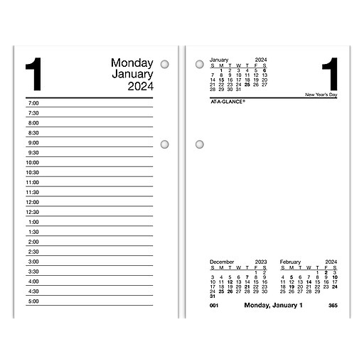 2024 ATAGLANCE Recycled 6" x 3.5" Daily Desk Calendar Refill, White