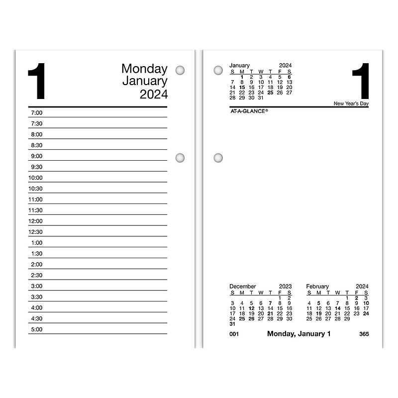 2024 AT-A-GLANCE Recycled 6" x 3.5" Daily Desk Calendar Refill, White/Black (E717R-50-24) image 1
