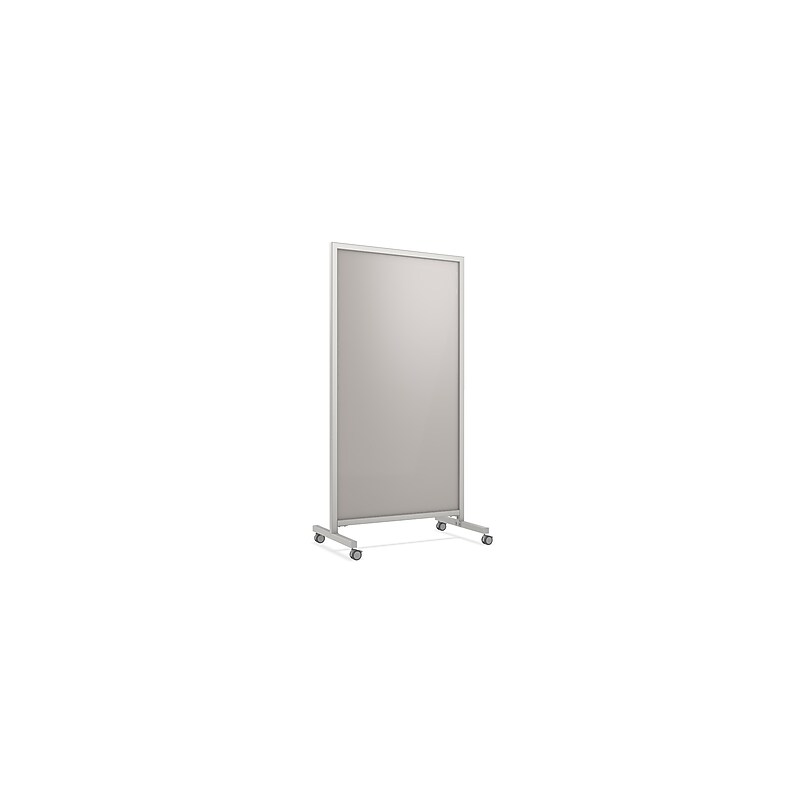 Ghent EZ Magnetic Glass Mobile Dry-Erase Whiteboard, Aluminum Frame, 75"H x 38"W (EZ1MA7538GY) image 1