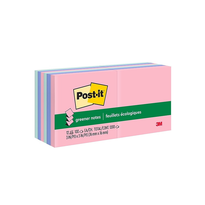 Post-it Recycled Pop-up Notes, 3" x 3", Sweet Sprinkles Collection, 100 Sheet/Pad, 12 Pads/Pack (R330RP12AP) image 1