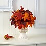 Nearly Natural 20" Autumn Maple Leaf and Berries Artificial Plant in White Urn (P1543)~#|#~C256FFCA-BEE6-472B-B453E3E7DF0F3912_sc7
