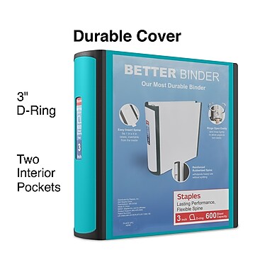 Staples 3" 3-Ring Better Binder, Light Blue (15129-US)