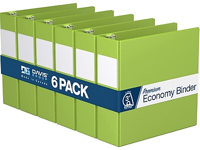Davis Group Premium Economy 3" 3-Ring Non-View Binder, Lime Green, 6/Pack (2305-24-06)