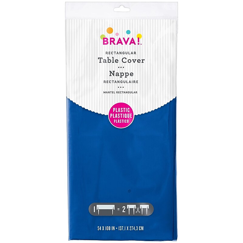 Party City Solid Color 108" x 54" Plastic Table Cover, Royal Blue (AM77015-105-ST) image 1