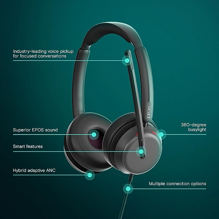 EPOS C1 High-Fidelity USB-C Wired On Ear Headset - Crystal-Clear Audio Quality, Exceptional Noise Reduction Mic, Ergonomic Design For Extended Wear, Chromebook Certified For Seamless Integration