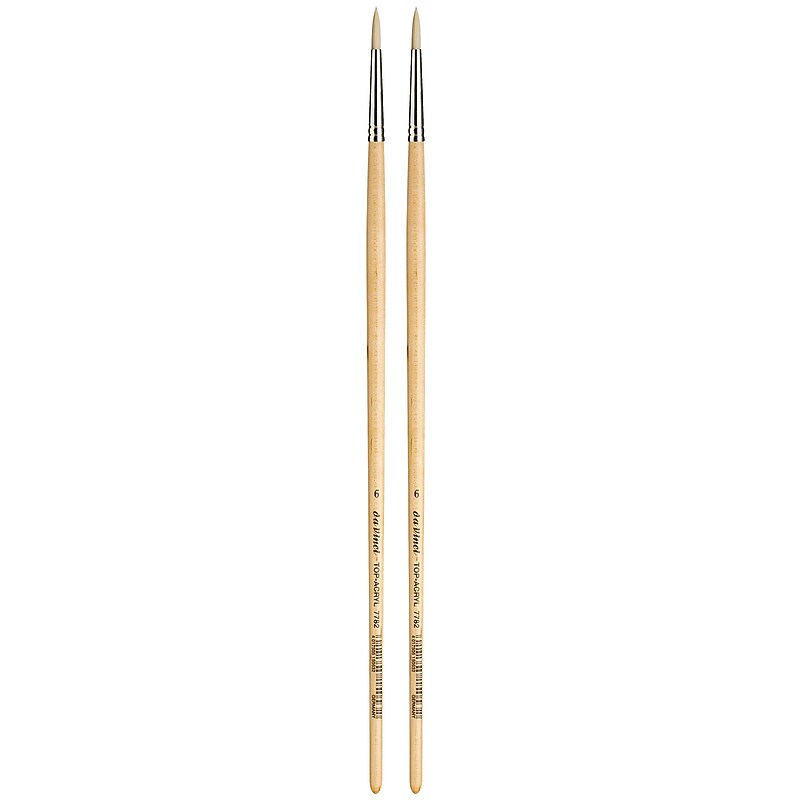 da Vinci TOP-ACRYL Oil and Acrylic Synthetic Bristle White Round Brush, 2 Brushes/Pack (DVXVA77826-2) image 1