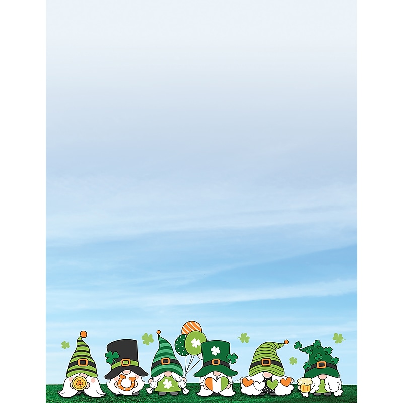 Great Papers Sky Party Irish Gnomes Everyday Letterhead, Multicolored, 50 Sheets/Pack (2025003) image 1