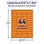 Avery Laser/Inkjet Multipurpose Rectangle Labels, 2/3" x 1-3/4", Bright Orange, 880/Pack (94209)~#|#~C26CEB04-E9E6-43CA-BDB113CFC6CF471F_sc7
