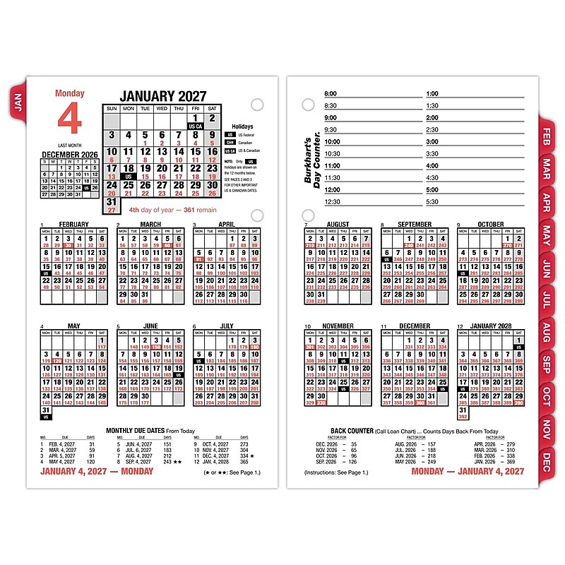 2027 AT-A-GLANCE Burkhart's Day Counter 7.5" x 4.5" Daily Calendar Refill Pages, White/Black (E712-50-27) image 1