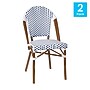 Flash Furniture Lourdes Contemporary Aluminum and PE Rattan Bistro Stack Chairs, White/Navy/Natural, Set of 2 (2SDA6421FWHNVNT)~#|#~C2703CDC-80A7-4BA1-9D335A8F4F7D973B_sc7