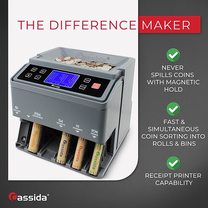 Cassida C-300 Coin Sorter, Gray (C-300) | Staples