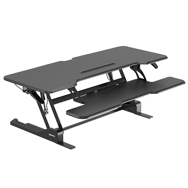 Mount-It! 47"W Manual Rectangular Adjustable Standing Desk Converter, Black (MI-15009L) image 1
