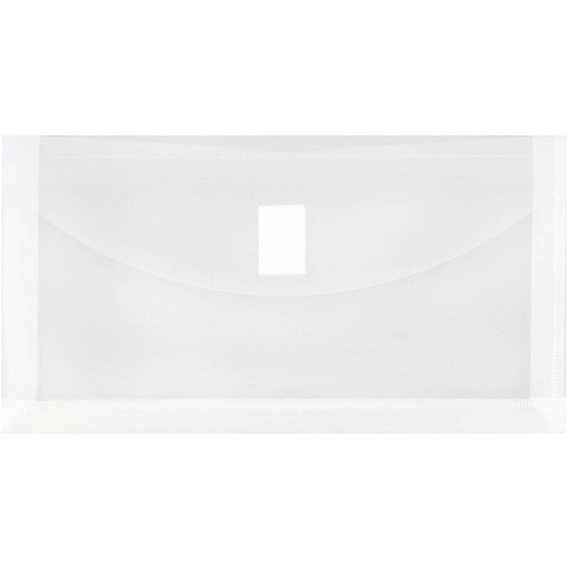 JAM Paper Premium Plastic Filing Envelope with Hook & Loop Closure, 5 1/4" x 10", Clear, 3/Pack (921V1CLX3) image 1