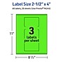 Avery Rectangle Multipurpose Labels, 2.5" x 4", Neon Green, 60/Pack (94245)~#|#~C28430E1-DF35-470F-882D982F71957723_sc7