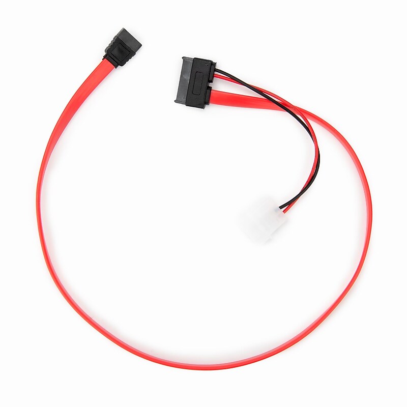 Rocstor Premium 1.6' Slimline SATA to SATA/LP4 Power Cable, Male to Male, Red (Y10C868-RD) image 1