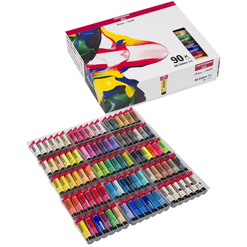 Amsterdam Standard Acrylic General Set, Assorted Colors, 20mL, 90/Set  (AMS17820490) image 1