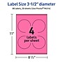 Avery Laser/Inkjet Round Multipurpose Labels, 3.5" Dia., Bright Pink, 80/Pack (94514)~#|#~C29FE1F4-D90B-481B-BECB74BFB9633A0E_sc7