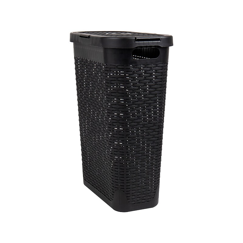 Mind Reader 10.57-Gallon Laundry Hamper with Lid, Plastic, Black (40HAMP-BLK) image 1