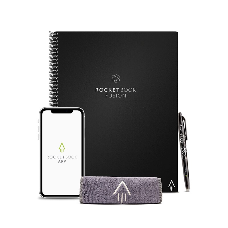Rocketbook Fusion Reusable Notebook Planner Combo, 8.5" x 11", 42 Sheets, Black (EVRF-L-RC-A-FR) image 1