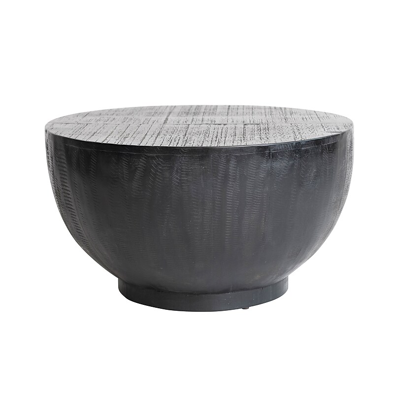 Storied Home Mango Wood Round Coffee Table, Black (DF6985) image 1
