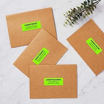 Avery Laser Address Labels, 1" x 2 5/8", Neon Green, 30 Labels/Sheet, 25 Sheets/Pack, 750 Labels/Pack (5971)