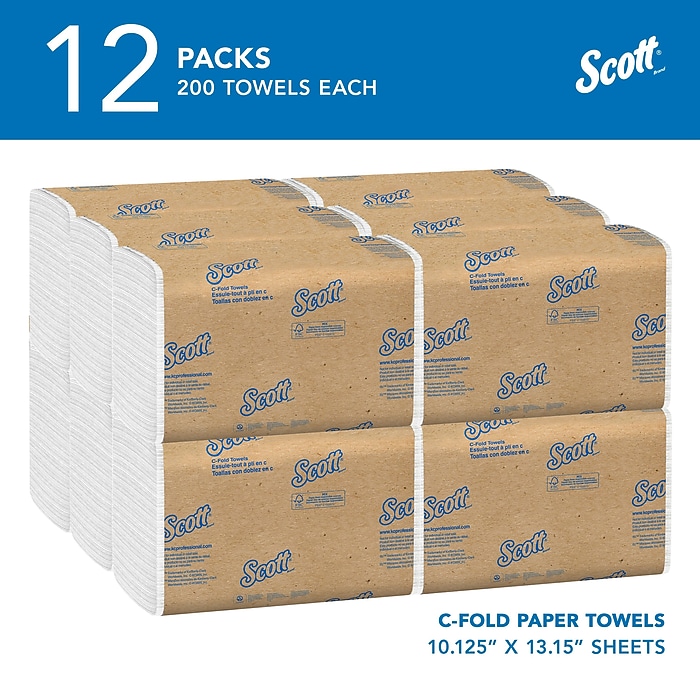 Scott Essential Recycled C-Fold Paper Towels, 1-ply, 200 Sheets