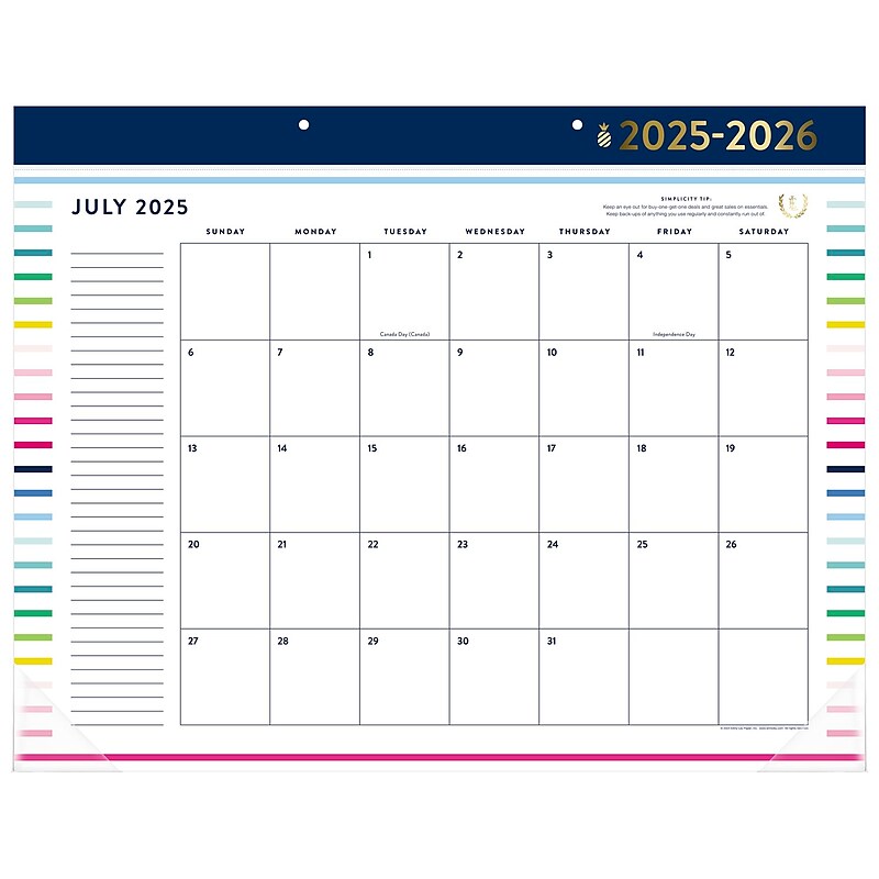 2025-2026 AT-A-GLANCE Simplified by Emily Ley 17" x 22" Academic Monthly Desk Pad Calendar (EL37-704A-26) image 1