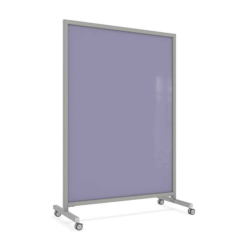 Ghent EZ Magnetic Glass Mobile Dry-Erase Whiteboard, Aluminum Frame, 75"H x 50"W, Grape (EZ1MA7550GP) image 1