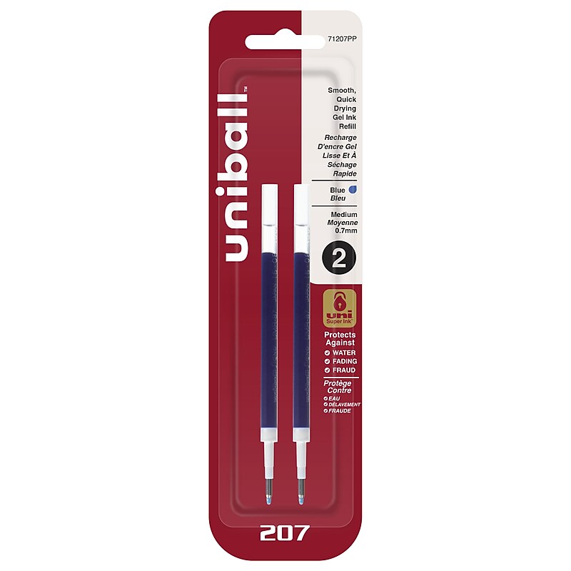 uni-ball 207 Gel-Ink Pen Refills, Medium Tip, Blue Ink, 2/Pack (71207PP) image 1