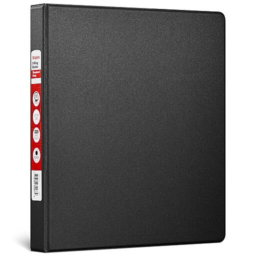 Staples 1" 3-Ring Non-View Binder, D-Ring, Black (26407-CC)