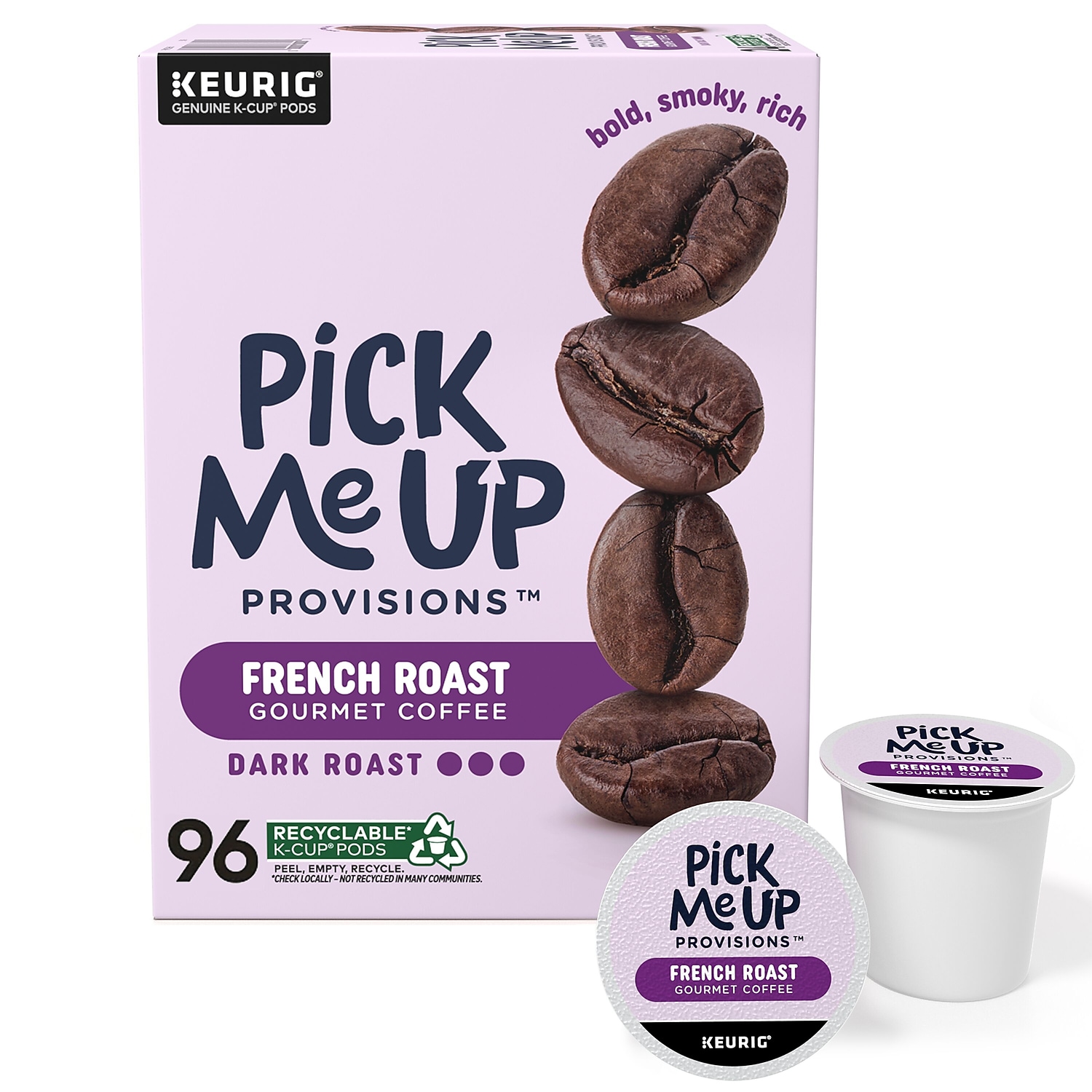 Pick Me Up Provisions French Roast Coffee Keurig K-Cup Pods Dark Roast 96/Carton - Picture 1 of 8