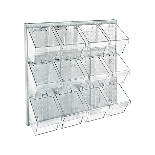 Azar 24" x 24" Pegboard 12 Small Bucket Accessory Organizer Kit, Clear