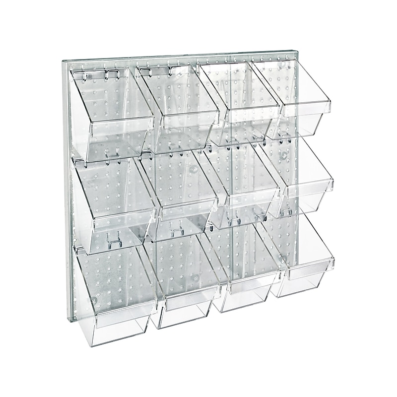 Azar 24" x 24" Pegboard 12 Small Bucket Accessory Organizer Kit, Clear, Each (700617-CLR) image 1