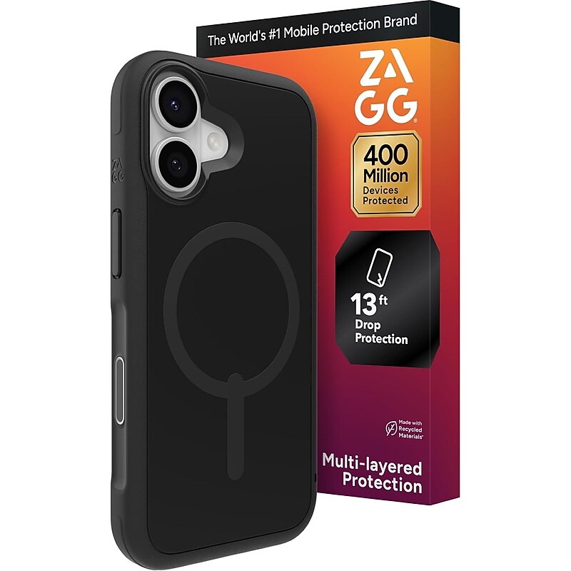 Zagg Sedona Snap MagSafe Phone Case for Apple iPhone 17, Shock Absorbing Bumpers, Flood Black (702319092) image 1