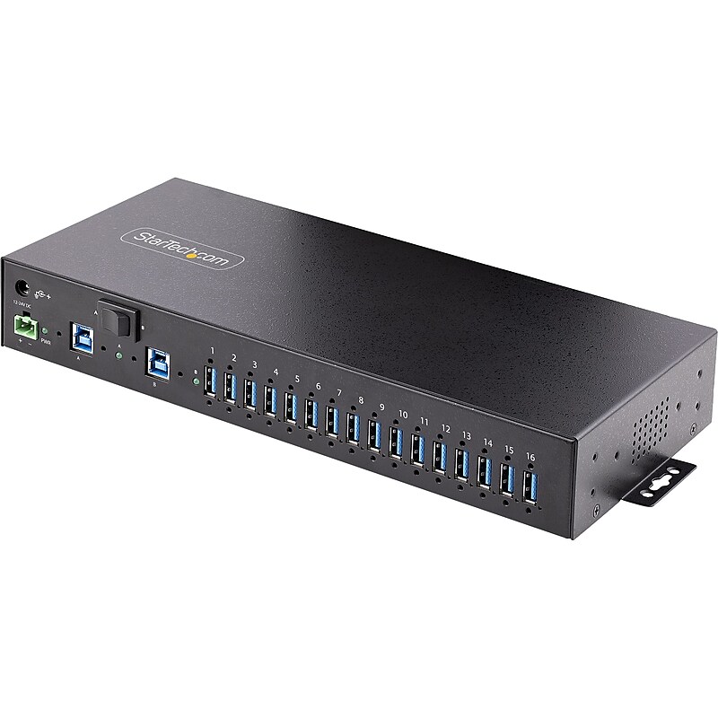StarTech Industrial 16-Port USB 3.0 Hub, Black (5G16AINDS-USB-A-HUB) image 1