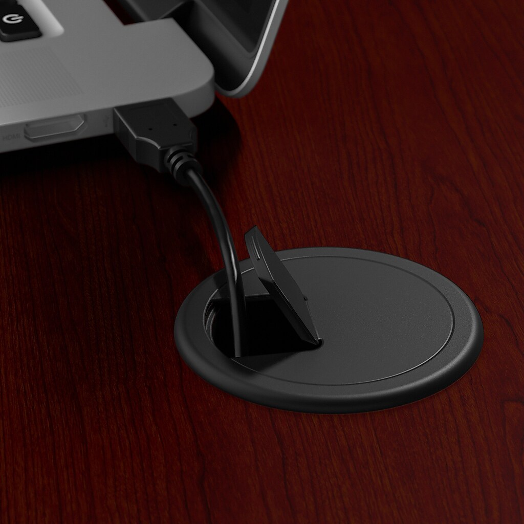 Close-up of wireless charging dock on desk