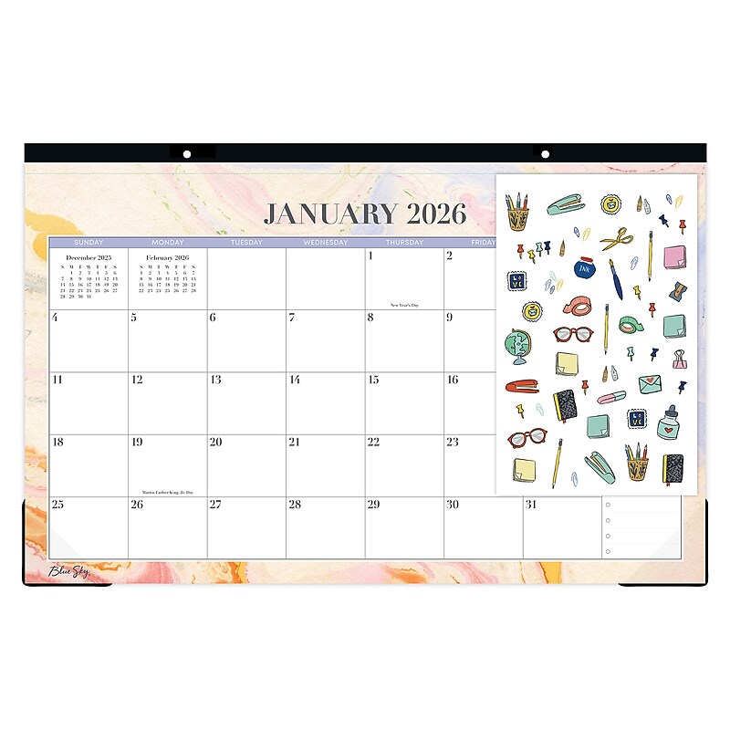 2026 Blue Sky 17" x 11" Monthly Desk Pad Calendar, Desertscape (154987) image 1