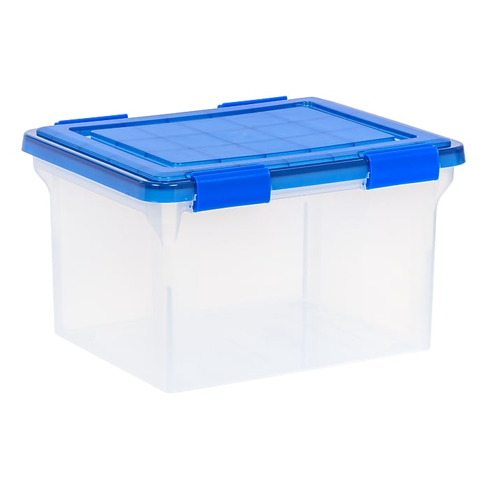 Iris 32 Quart File Boxes with Lid, Plastic, Clear, 3/Pack (500143