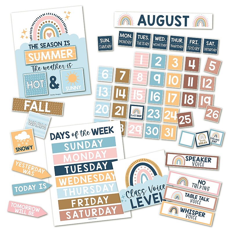Hadley Designs Boho Circle Time Bulletin Board Calendar for Classroom, 100/Set (HDDX004A2JZ51) image 1