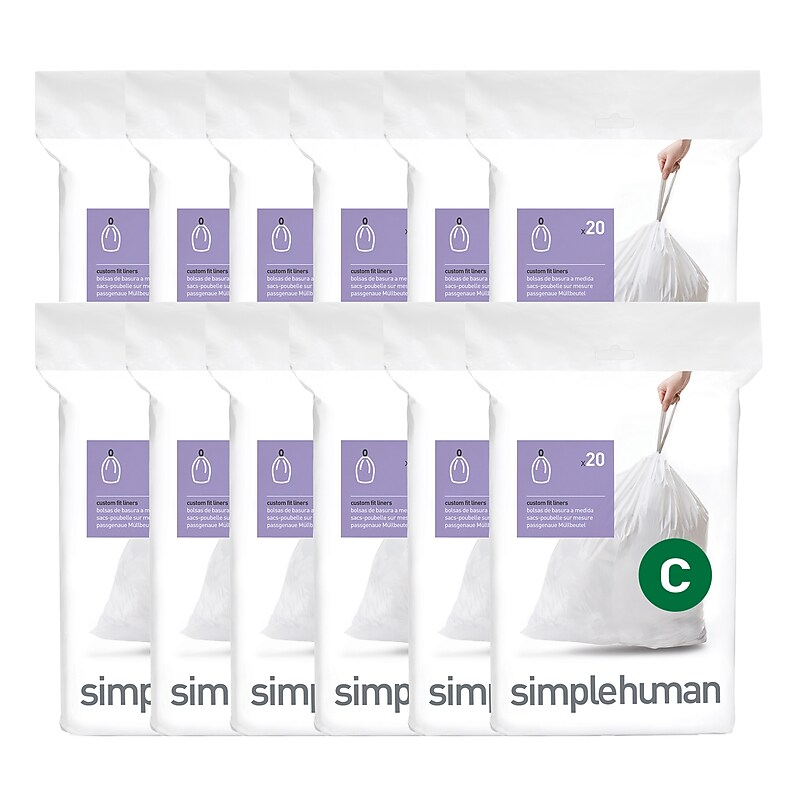 simplehuman 3.2 Gallon Trash Bag, Low Density, White (CW0252) image 1