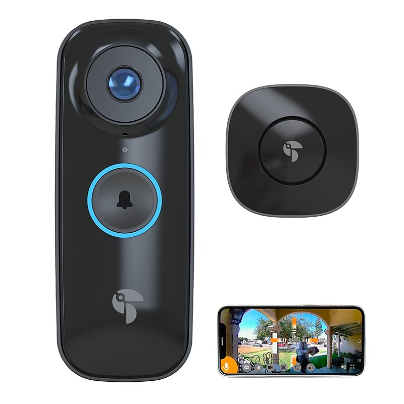 Toucan Wi-Fi Wireless Smart Video Doorbell Pro, Black (TVDP05GR) image 1