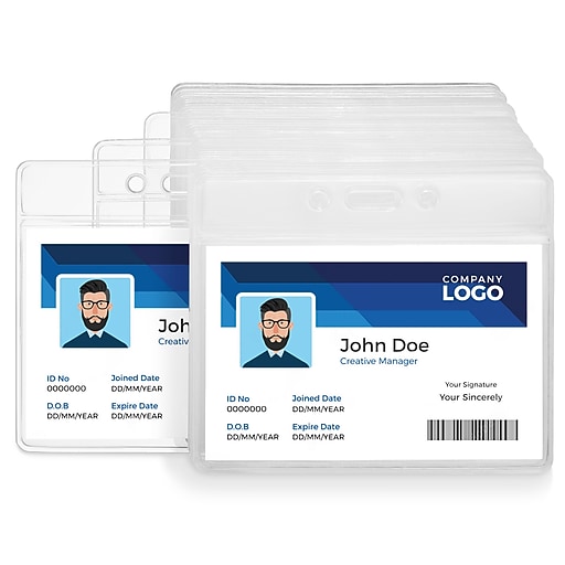 Staples HeavyDuty ID Badge Holders, 33/8" x 37/8", Plastic, Clear