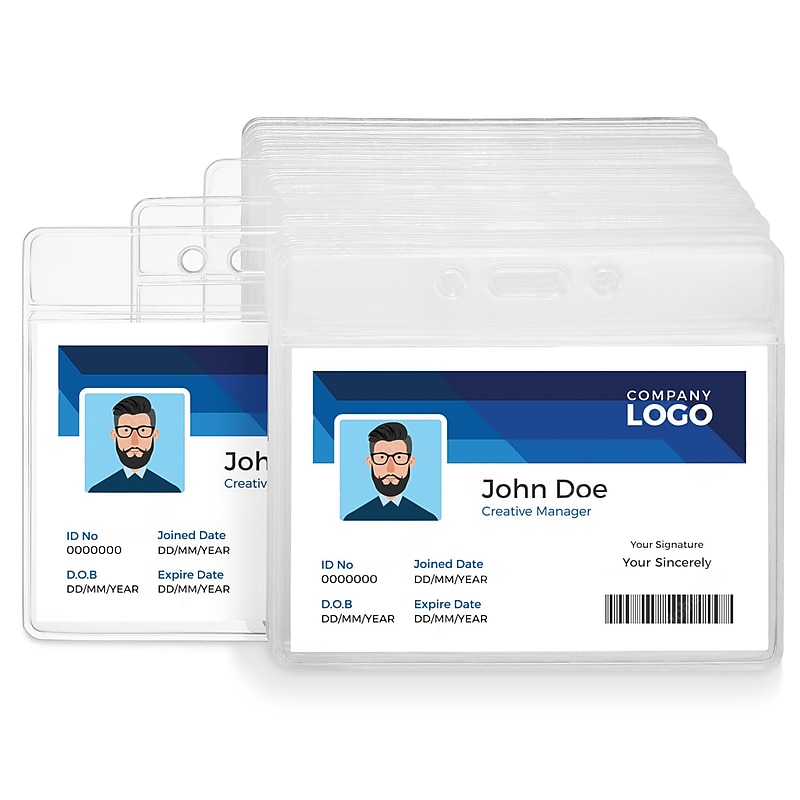 Staples Heavy-Duty ID Badge Holders, 3-3/8" x 3-7/8", Plastic, Clear, 50/Pack (37867) image 1