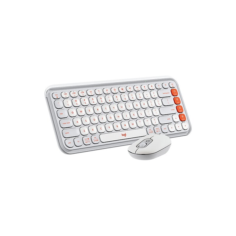 Logitech POP Icon Wireless Keyboard and Optical Mouse Combo, Orange and Off-White (920-013104) image 1